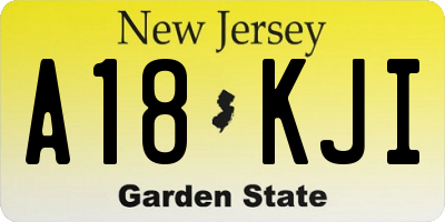 NJ license plate A18KJI