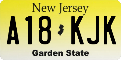 NJ license plate A18KJK