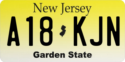 NJ license plate A18KJN