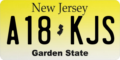 NJ license plate A18KJS