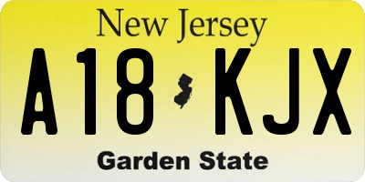 NJ license plate A18KJX