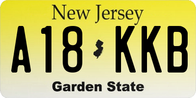 NJ license plate A18KKB
