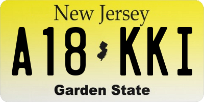 NJ license plate A18KKI