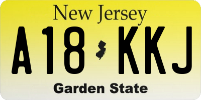 NJ license plate A18KKJ