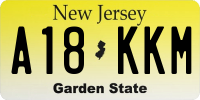 NJ license plate A18KKM