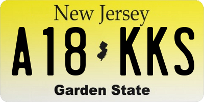 NJ license plate A18KKS