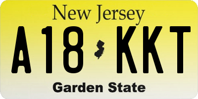 NJ license plate A18KKT