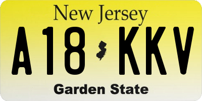 NJ license plate A18KKV