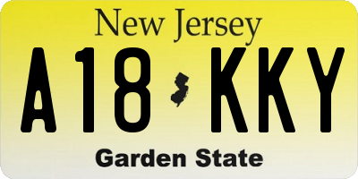 NJ license plate A18KKY