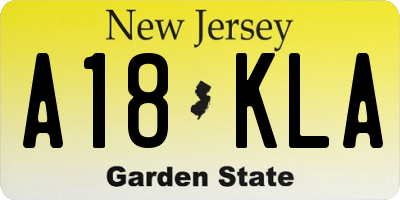 NJ license plate A18KLA