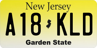 NJ license plate A18KLD