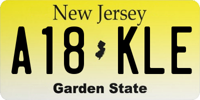 NJ license plate A18KLE