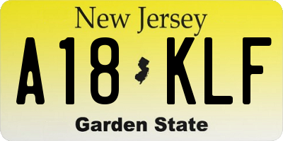 NJ license plate A18KLF