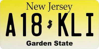 NJ license plate A18KLI