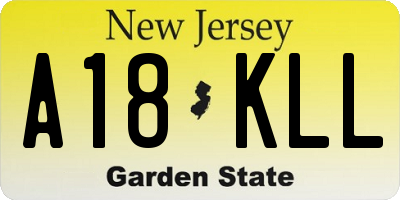 NJ license plate A18KLL
