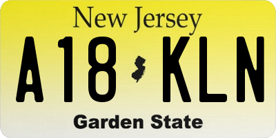 NJ license plate A18KLN
