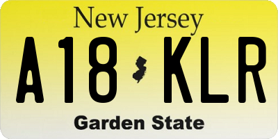 NJ license plate A18KLR