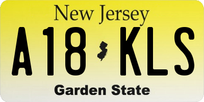 NJ license plate A18KLS