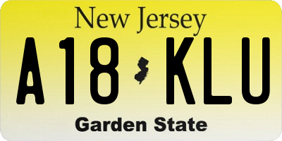 NJ license plate A18KLU