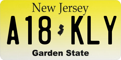 NJ license plate A18KLY
