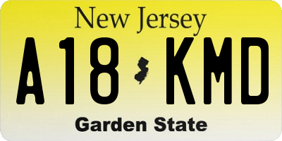NJ license plate A18KMD