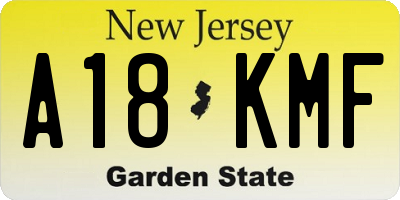 NJ license plate A18KMF
