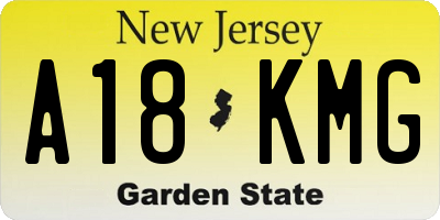 NJ license plate A18KMG