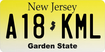 NJ license plate A18KML
