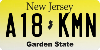 NJ license plate A18KMN