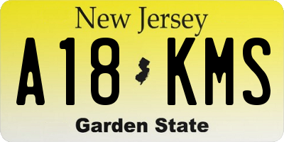 NJ license plate A18KMS