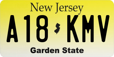NJ license plate A18KMV