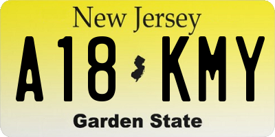 NJ license plate A18KMY