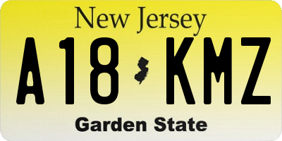 NJ license plate A18KMZ