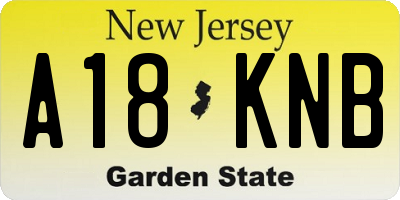 NJ license plate A18KNB