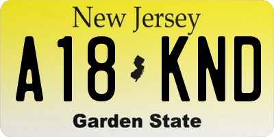 NJ license plate A18KND