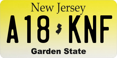 NJ license plate A18KNF