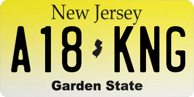 NJ license plate A18KNG