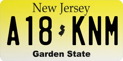 NJ license plate A18KNM