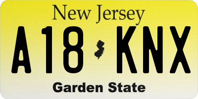 NJ license plate A18KNX