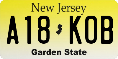 NJ license plate A18KOB