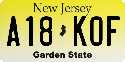 NJ license plate A18KOF