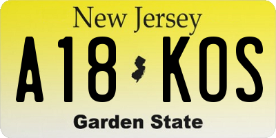 NJ license plate A18KOS