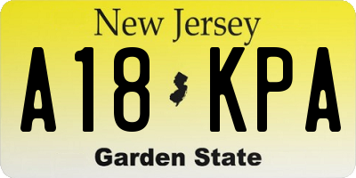 NJ license plate A18KPA