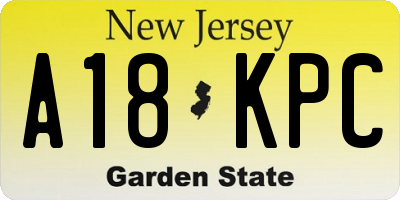 NJ license plate A18KPC
