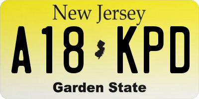 NJ license plate A18KPD