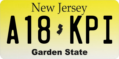 NJ license plate A18KPI