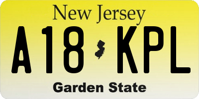 NJ license plate A18KPL