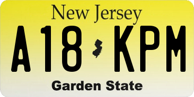 NJ license plate A18KPM