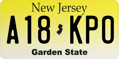 NJ license plate A18KPO