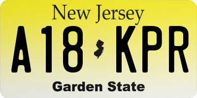 NJ license plate A18KPR